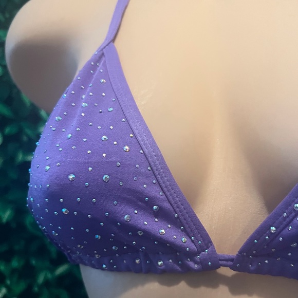 FIRM PRICE SALE Purple Rhinestone Bikini Exotic Dancewear Stripper Outfit - Picture 6 of 10